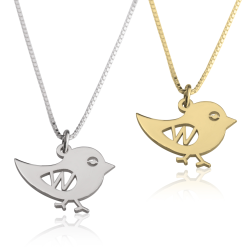 Collier Petit Oiseau avec Initiale