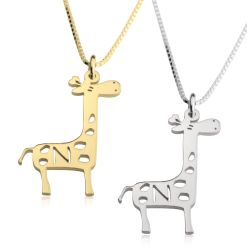 Collier Petite Girafe avec Initiale