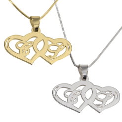 Collier Deux Cœurs avec Initiales