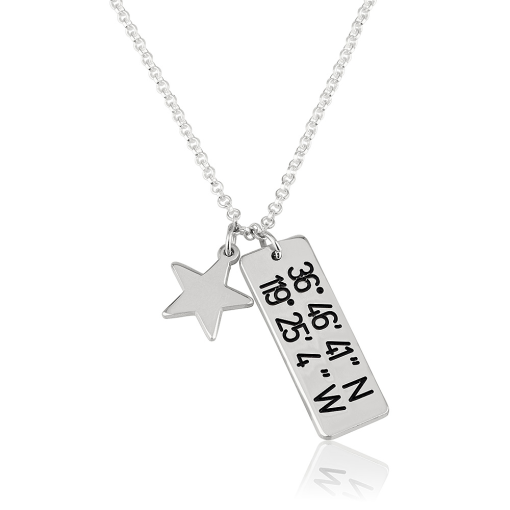 Collier Barre Verticale avec Longitude et Latitude