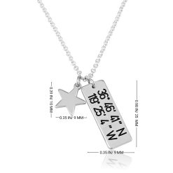 Collier Barrette Verticale avec Longitude et Latitude