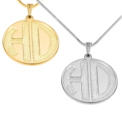 Collier Monogramme Brossé Deux Lettres Capitales