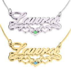 Collier Prénom Souligné avec Cœurs 