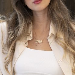 Collier Prénom Souligné avec Cœurs 