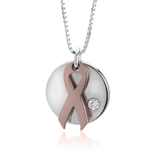Collier Cercle Ruban Rose avec Pierre de Naissance