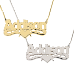 Collier Prénom Caractères Gras avec Cœur