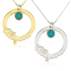Collier Cercle avec Prénom et Cristal