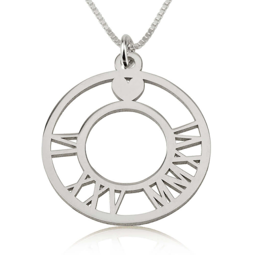 Collier Personnalisé Médaille avec Chiffres Romains