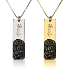 Collier Barrette Prénom avec Empreinte Digitale