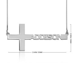 Collier Croix Horizontale avec Prénom Découpé