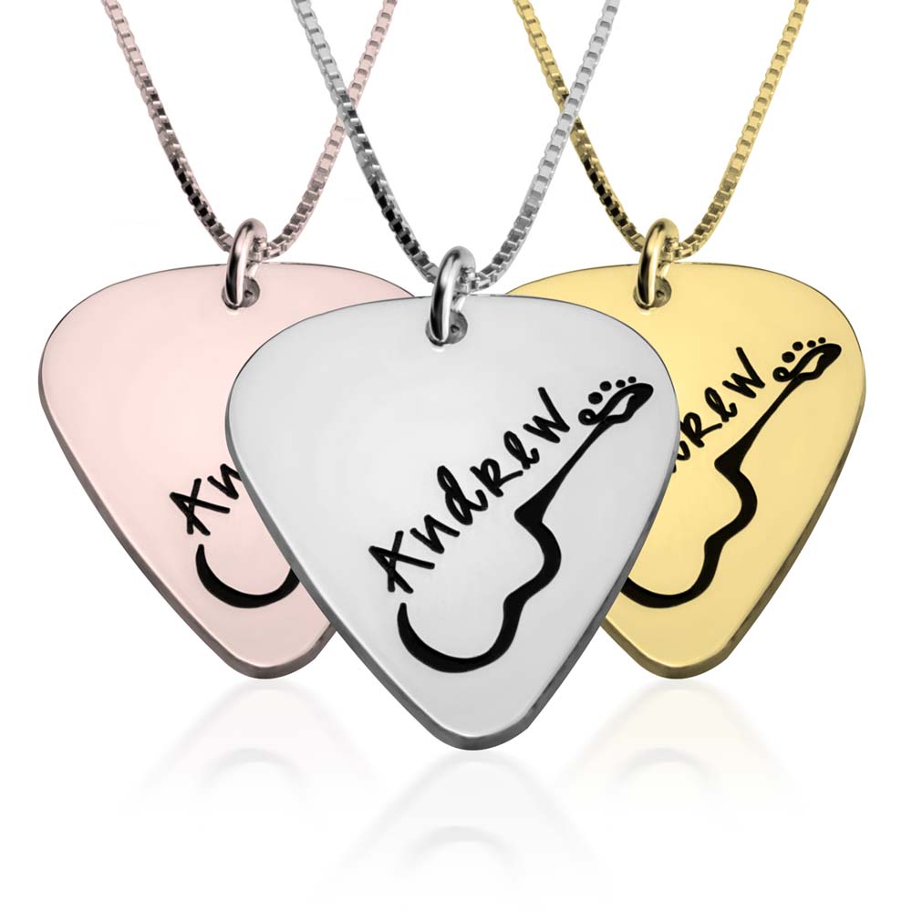 1x Pendentif Plectre - Collier - Collier médiator - Zwart - Cadeau  Guitariste - Cadeau