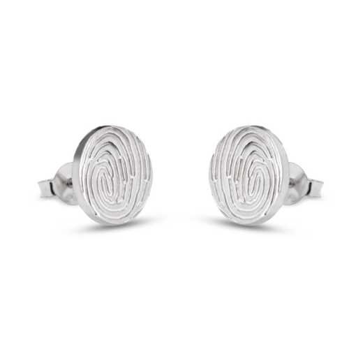 Boucles d'Oreilles Rondes Plates avec Empreinte Digitale