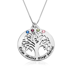 Collier Arbre de Vie avec Prénoms et Cristaux