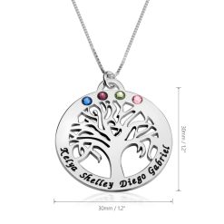 Collier Arbre de Vie avec Prénoms et Cristaux