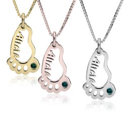 Collier Pieds de Bébé avec Cristal