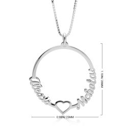 Collier Cercle Deux Prénoms et Cœur