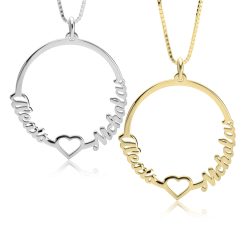 Collier Cercle Deux Prénoms et Cœur