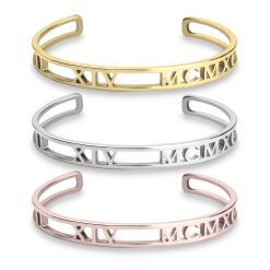 Bracelet Jonc à Chiffres Romains Découpés