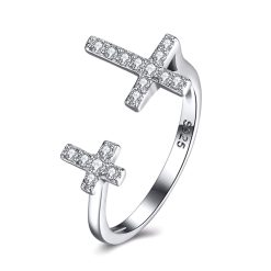 Bague Double Croix avec Zirconium