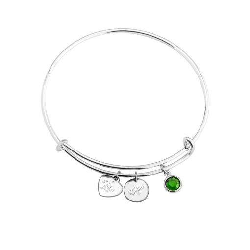 Bracelet Jonc avec Charms Cœur et Cercle