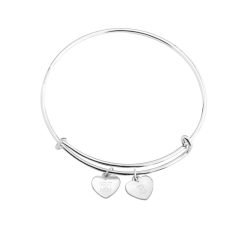 Bracelet Jonc avec Charms Cœurs Gravés