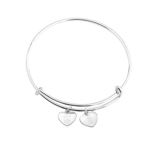 Bracelet Jonc avec Charms Cœurs Gravés