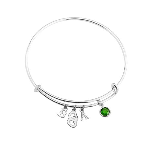 Bracelet Jonc avec Charms Cœurs et Initiales