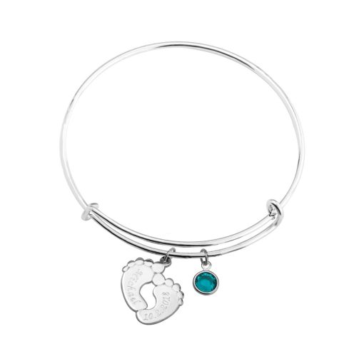 Bracelet Jonc avec Pieds de bébé et Cristal