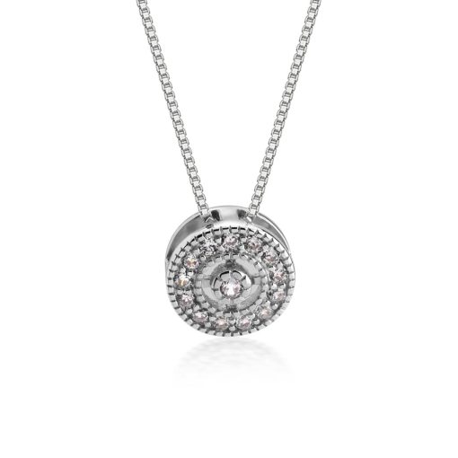Collier Pendentif Rond avec Zirconium