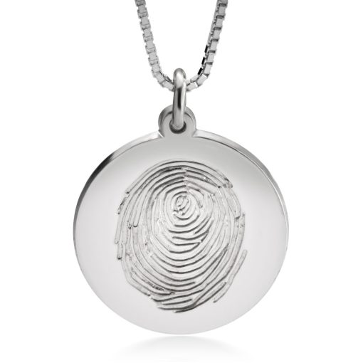 Collier Plaque Ronde avec Empreinte Digitale