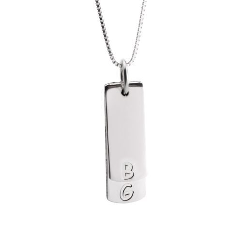 Collier Barres avec Initiales Multiples