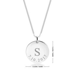 Collier Disque avec Initiale et Date