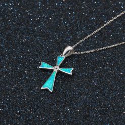 Pendentif Croix Pierre Opale