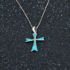 Pendentif Croix Pierre Opale