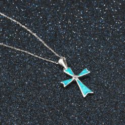 Pendentif Croix Pierre Opale Turquoise