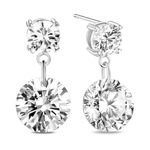 Boucles d'Oreilles Pendantes Rondes Cristal