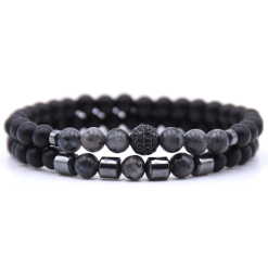 Double Bracelet Homme avec Perles