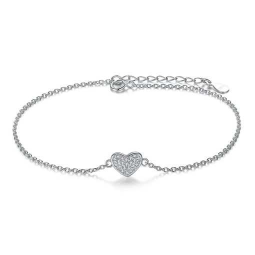 Bracelet Cœur Argent avec Zirconium