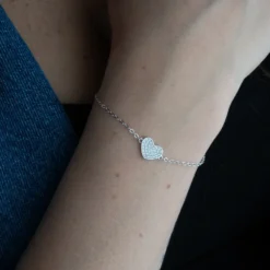 Bracelet Cœur Argent avec Zirconium