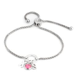 Bracelet Ruban Rose avec Charms