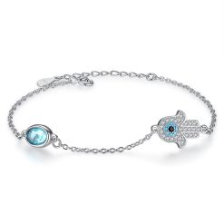 Bracelet Main de Fatma et Cristal Turquoise