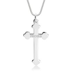Collier Croix Orthodoxe Personnalisée en plaqué or gravure prénom