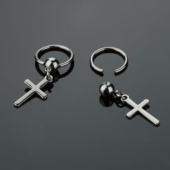 Boucles d'Oreilles Croix Pendantes