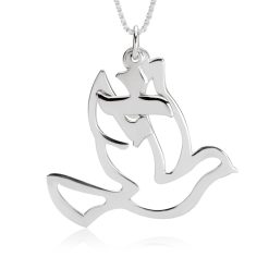 Collier Colombe avec Initiale en Hébreu