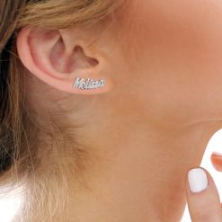 Boucles d'Oreilles Montantes avec Prénom