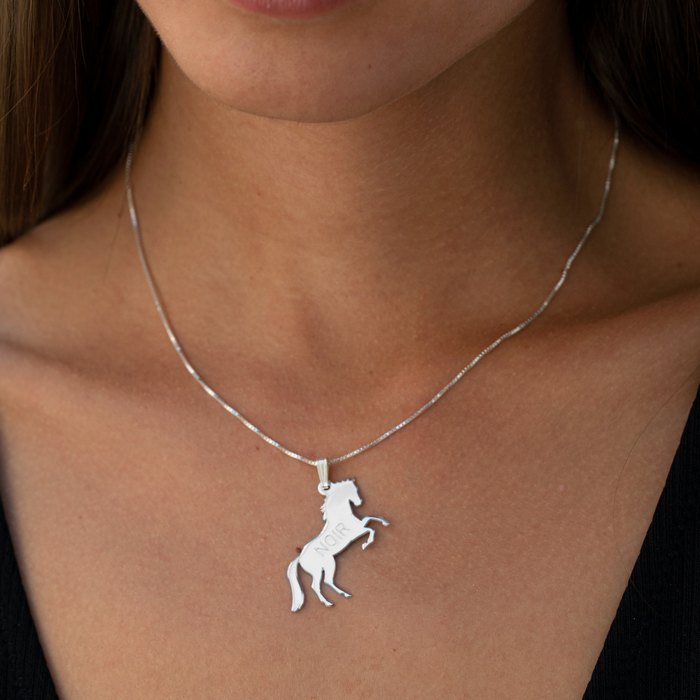 Pendentif CHEVAL Argent & Pierre au choix