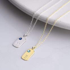 Collier Barre Initiale et Pierre de Naissance