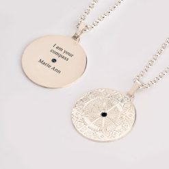 collier boussole pour homme en argent sterling avec une chaîne en maille rollo 3 mm