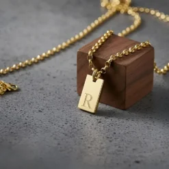Collier Homme avec initiale en plaqué or
