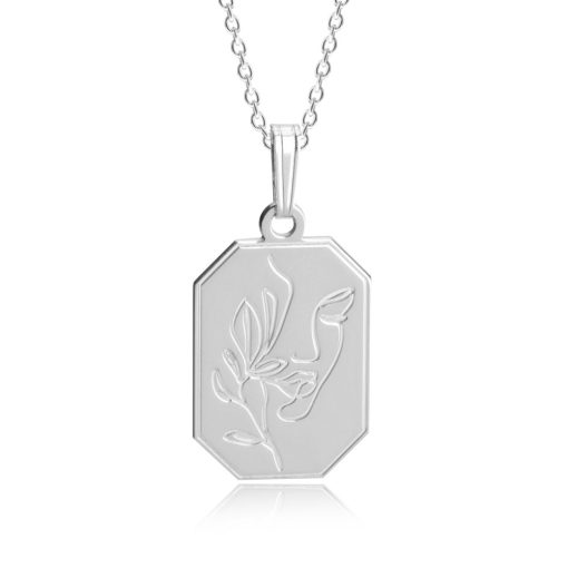 Collier Visage Femme Art Line Gravé